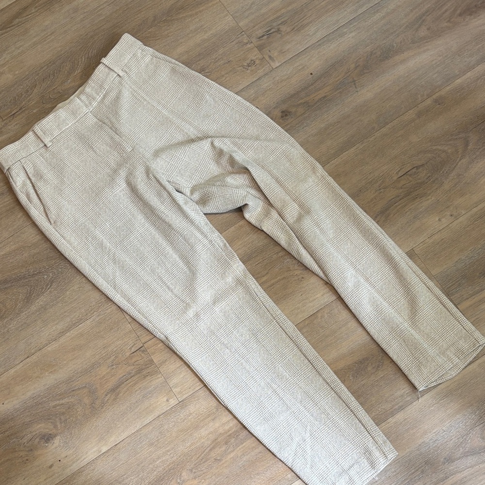 H&M CREAM PLAID SLACKS